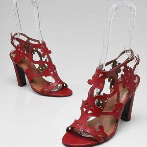 Hermes Red Leather Keira Cut Out Open Toe Sandals Size 5.5/36